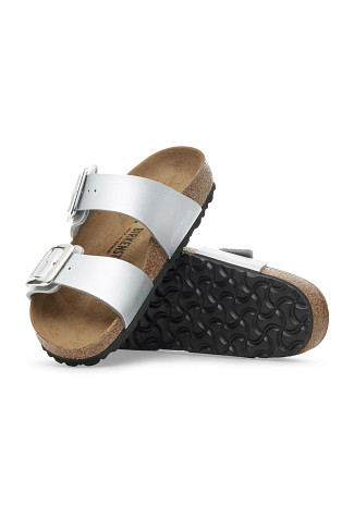 METALLIC SILVER Sydney Metallic Buckle Slide Sandal