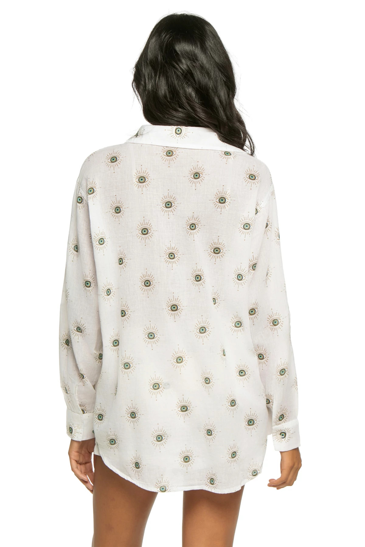 WHITE EVIL EYE Evil Eye Shirt Dress image number 2