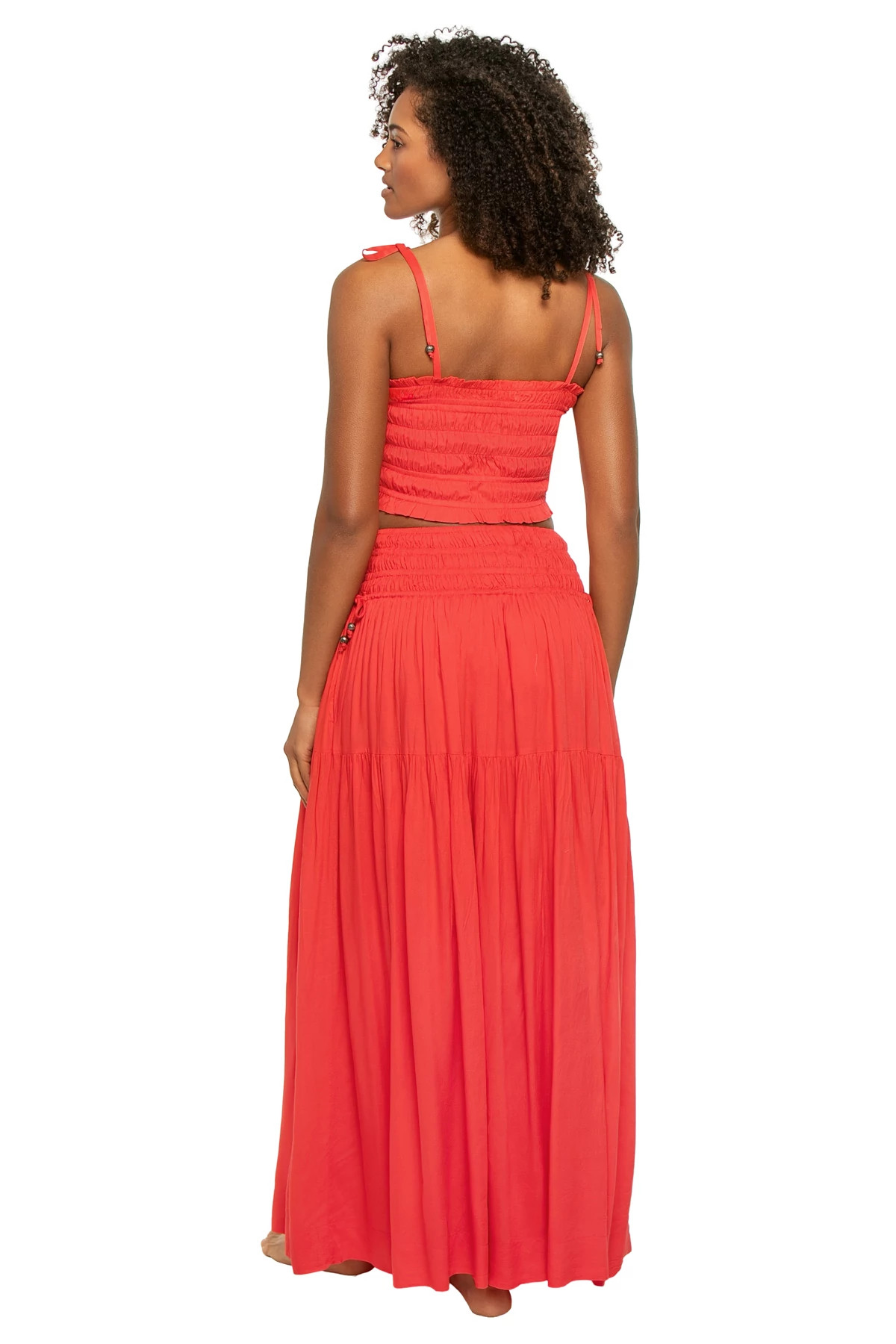 RED CORAL Smocked Crop Top image number 2