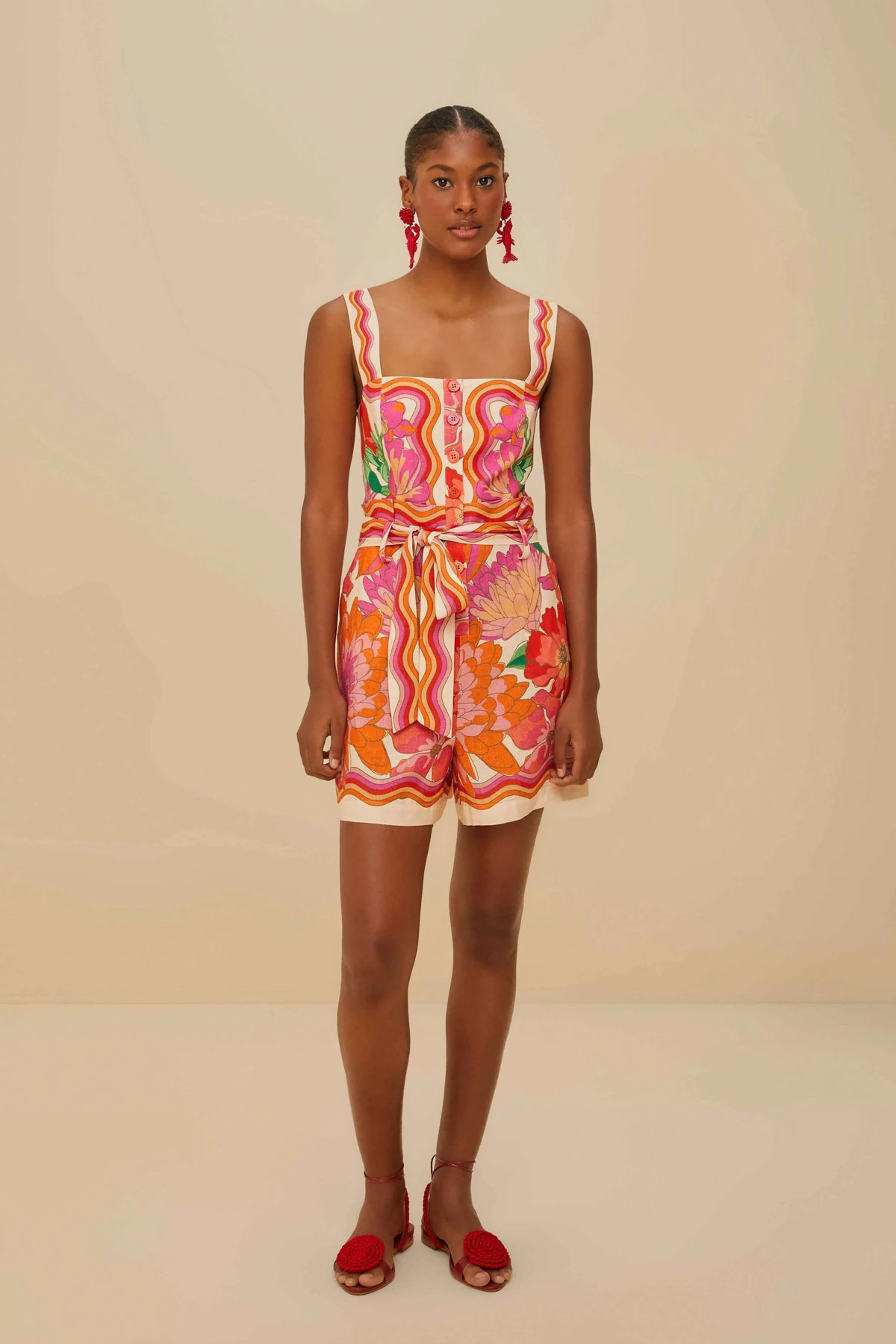 SPRING AFFAIR BEIGE Spring Affair Short Romper image number 4