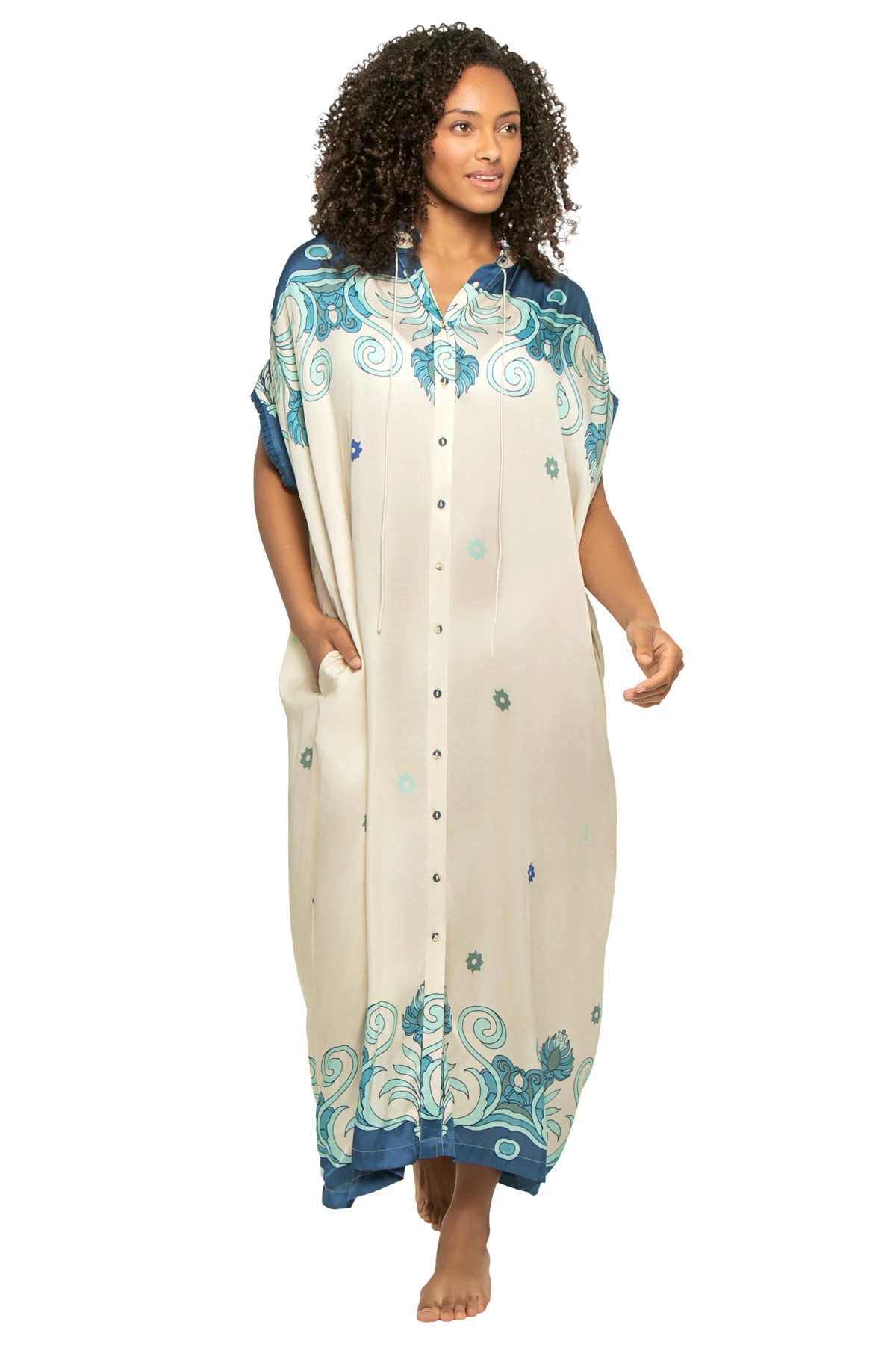 TILES CREAM Valerie Caftan Dress image number 3