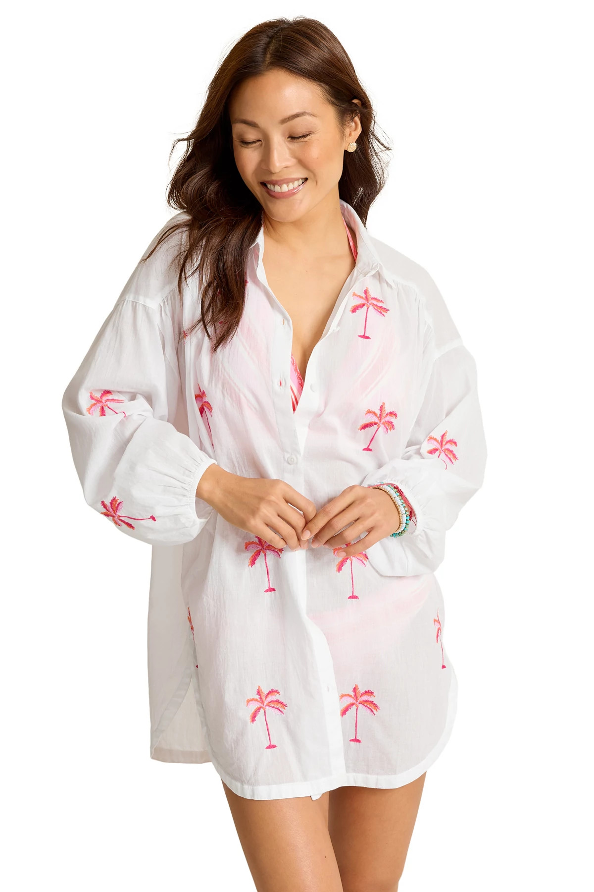 LILAC CHIFFON Embroidered Palm Boyfriend Shirt image number 3