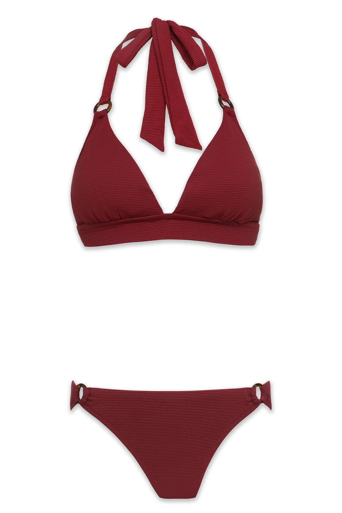 MERLOT CORA Tortoise Ring Banded Halter Bikini Top image number 4