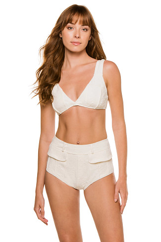 WHITE TEXTURE Willa Metallic Bralette Bikini Top