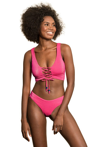 HOT FUCHSIA Paradise Reversible Longline Bikini Top