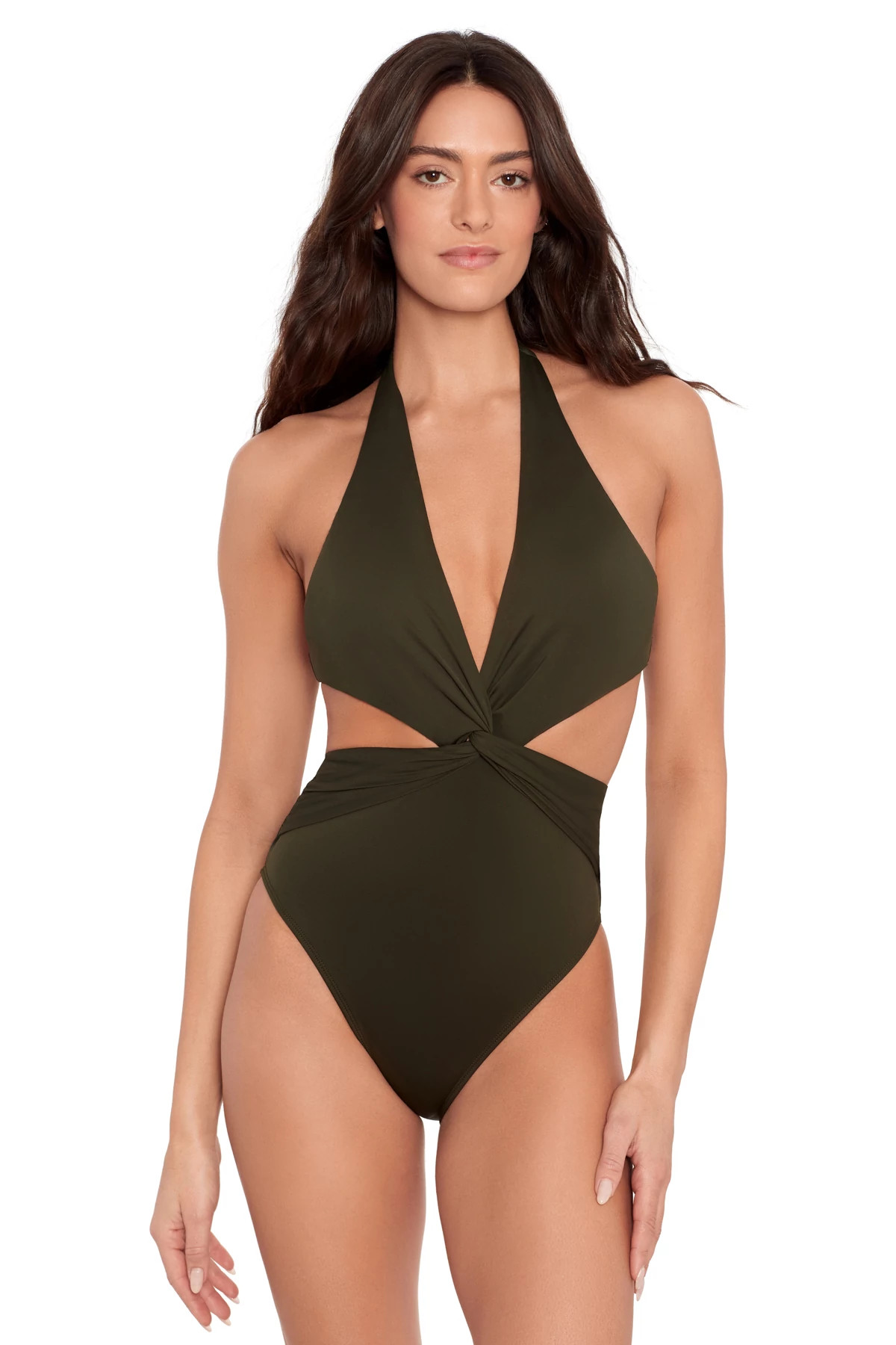 OLIVE Cutout Halter One Piece Swimsuit image number 1