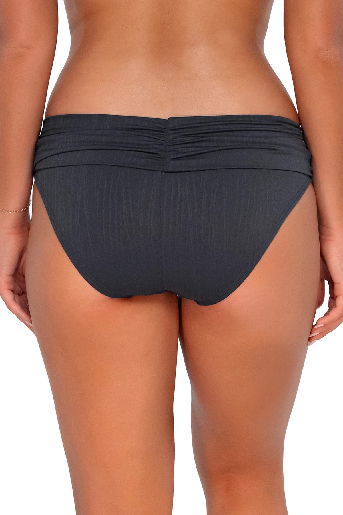 SLATE SEAGRASS TEXTURE Unforgettable Banded Hipster Bikini Bottom  image number 2