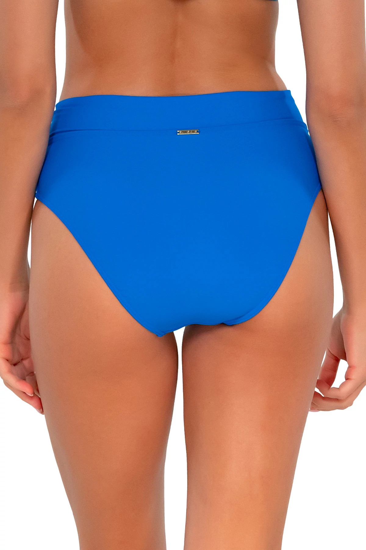ELECTRIC BLUE Summer Lovin' V-Front Banded High Waist Bikini Bottom image number 2