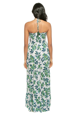SEA BLOSSOM BLUE Nini Floral Smocked Halter Maxi Dress
