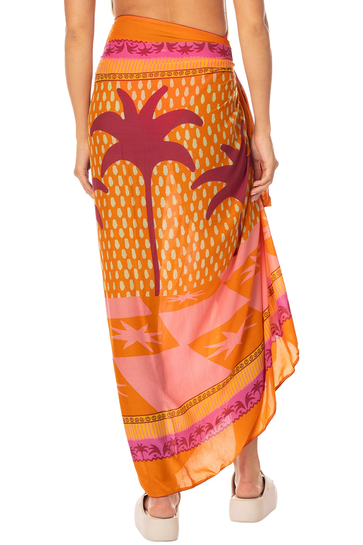 OPEN ORANGE Mistic Garden Tropical Print Pareo image number 3