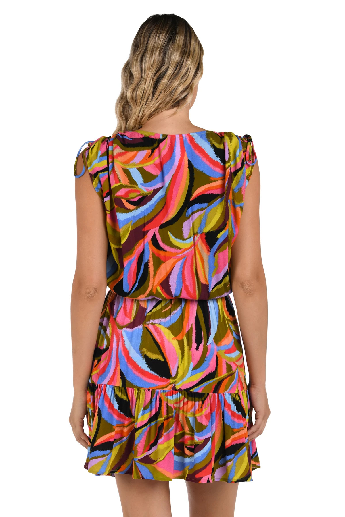 MULTI Tropic Waves Midi Dress image number 4