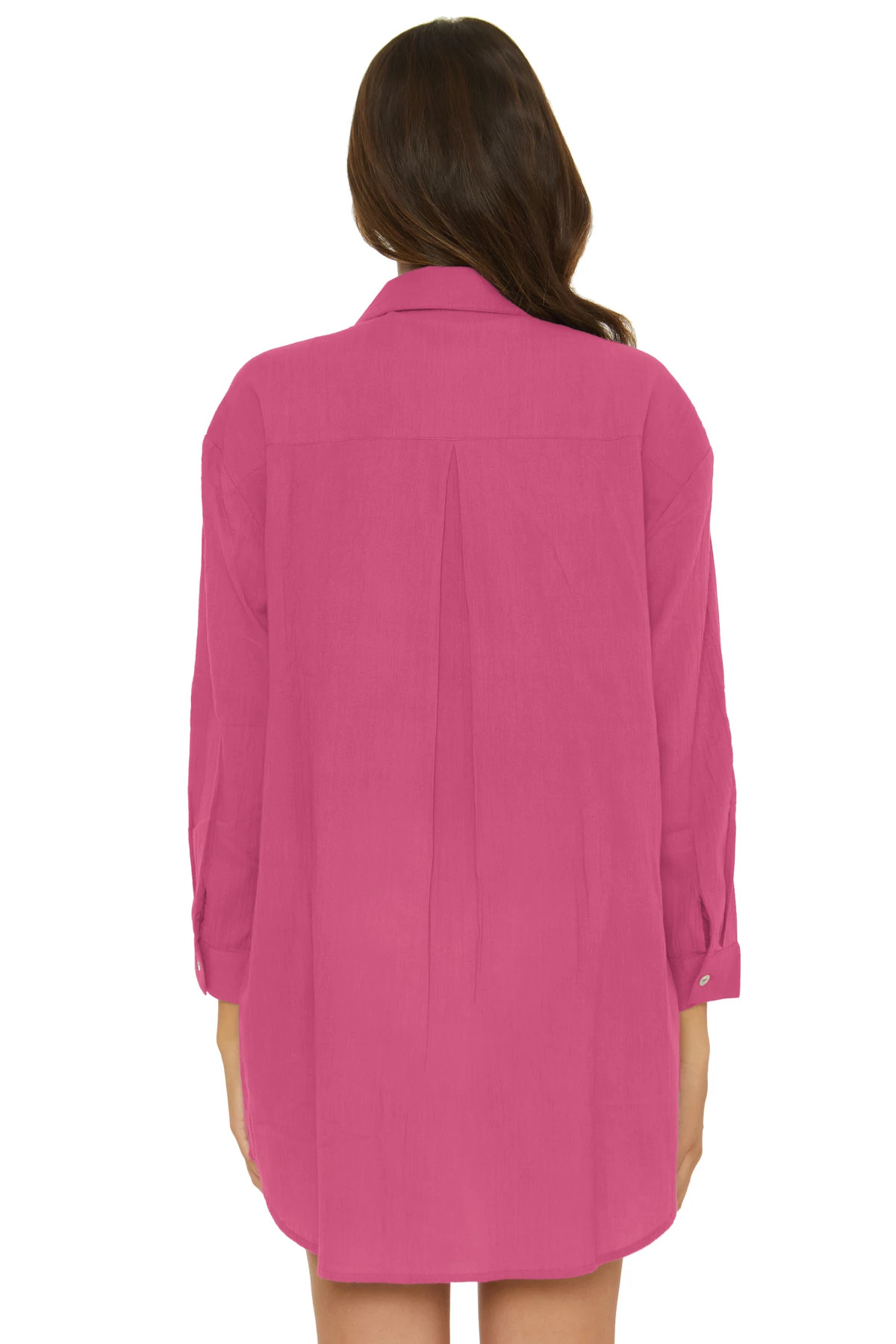 VIVID PINK Gauzy Shirt Dress image number 4