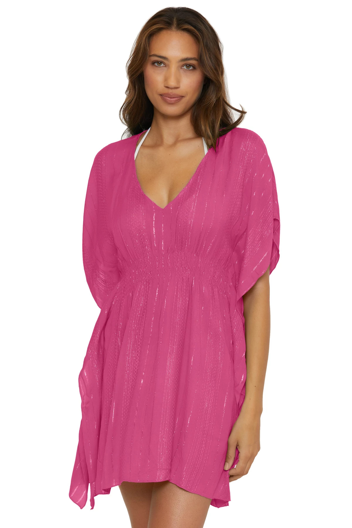 VIVID PINK Radiance Metallic Stripe Tunic image number 1