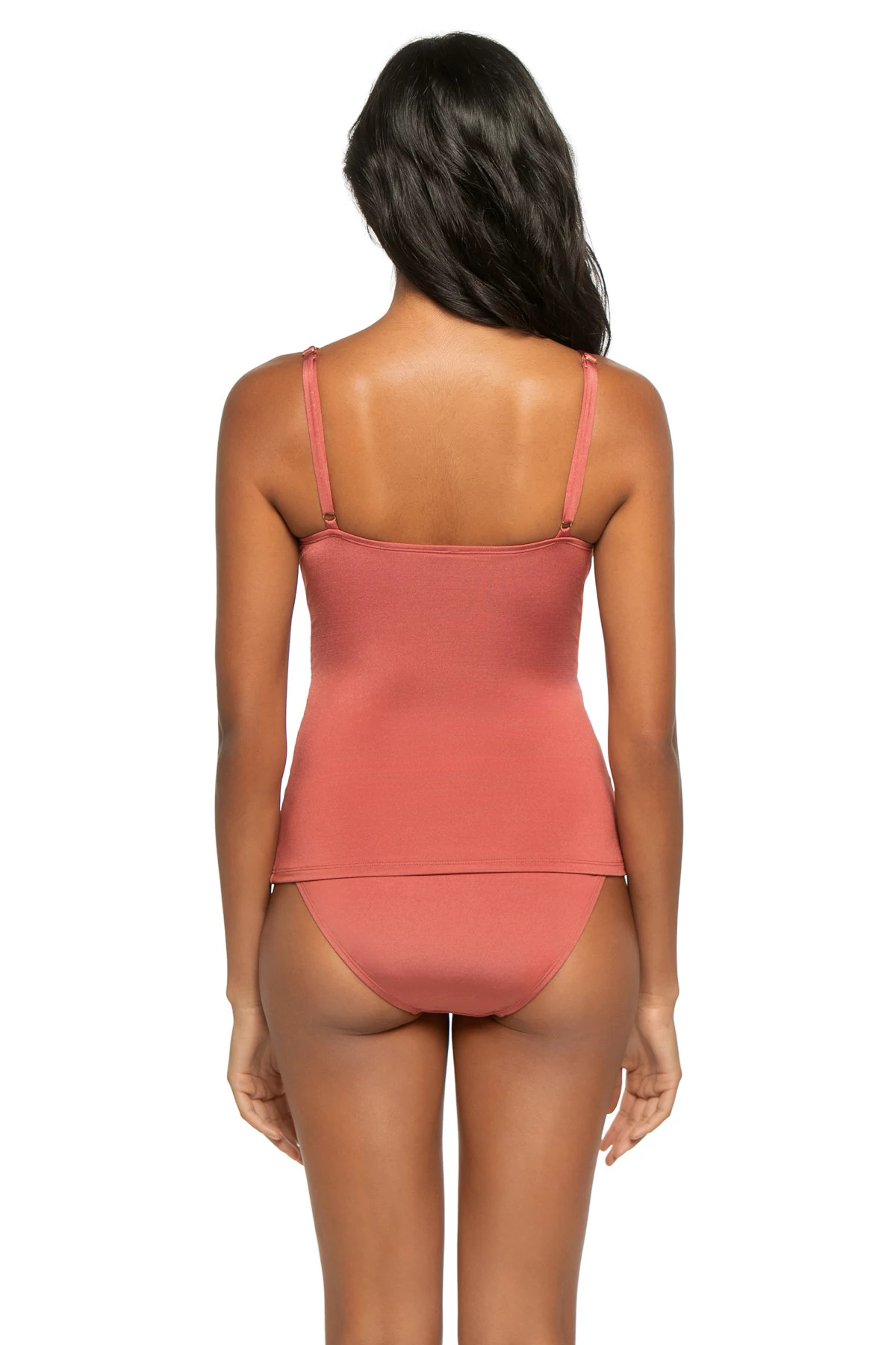 SOFT SIENNA Shirred Tankini Top image number 2