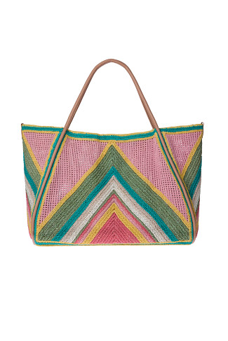 PINK MULTI Cherry Pink Oversized Woven Tote