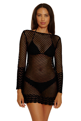 BLACK Crochet Long Sleeve Tunic