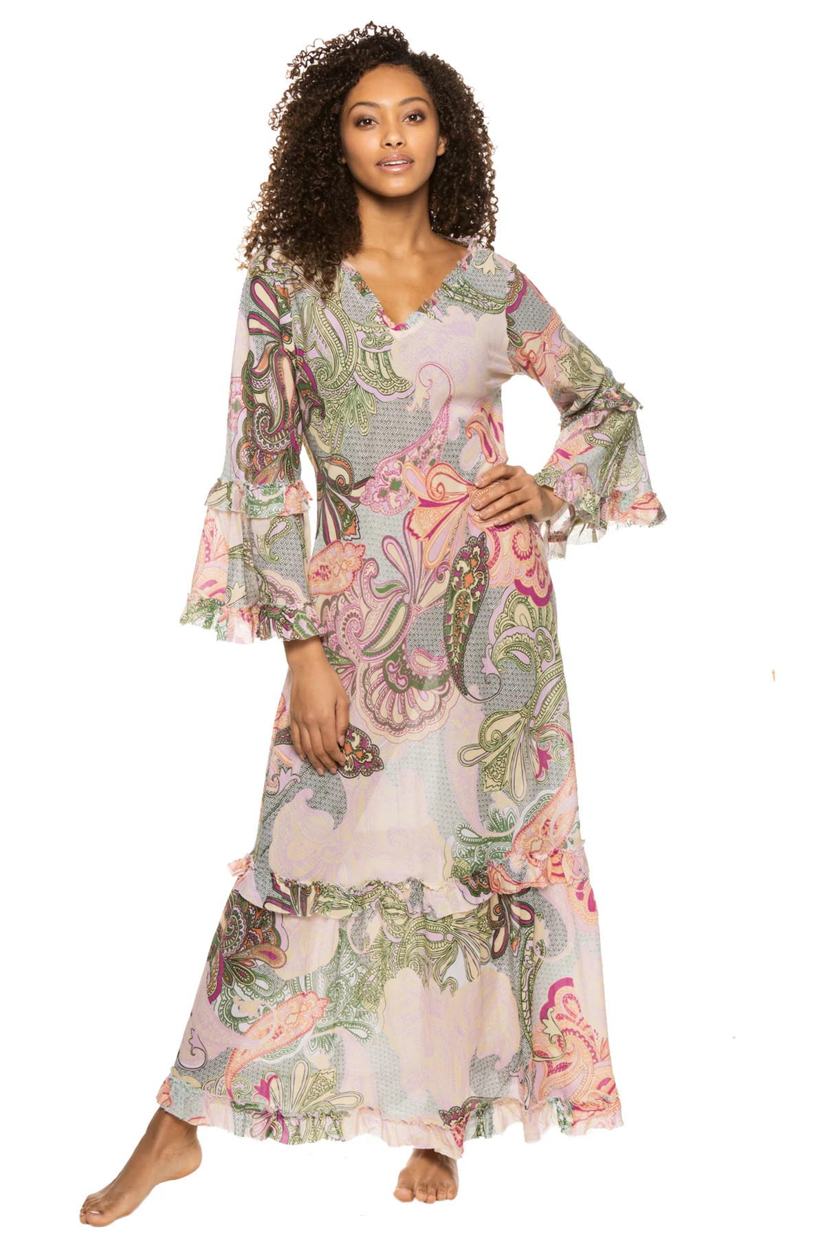 LILAC Long Indi Bell Sleeve Caftan image number 1