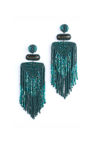EMERALD Jody Beaded Fringe Drop Earrings