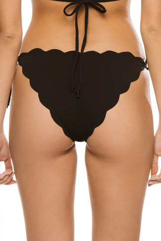 BLACK Mott Scallop Tie Side Brazilian Bikini Bottom