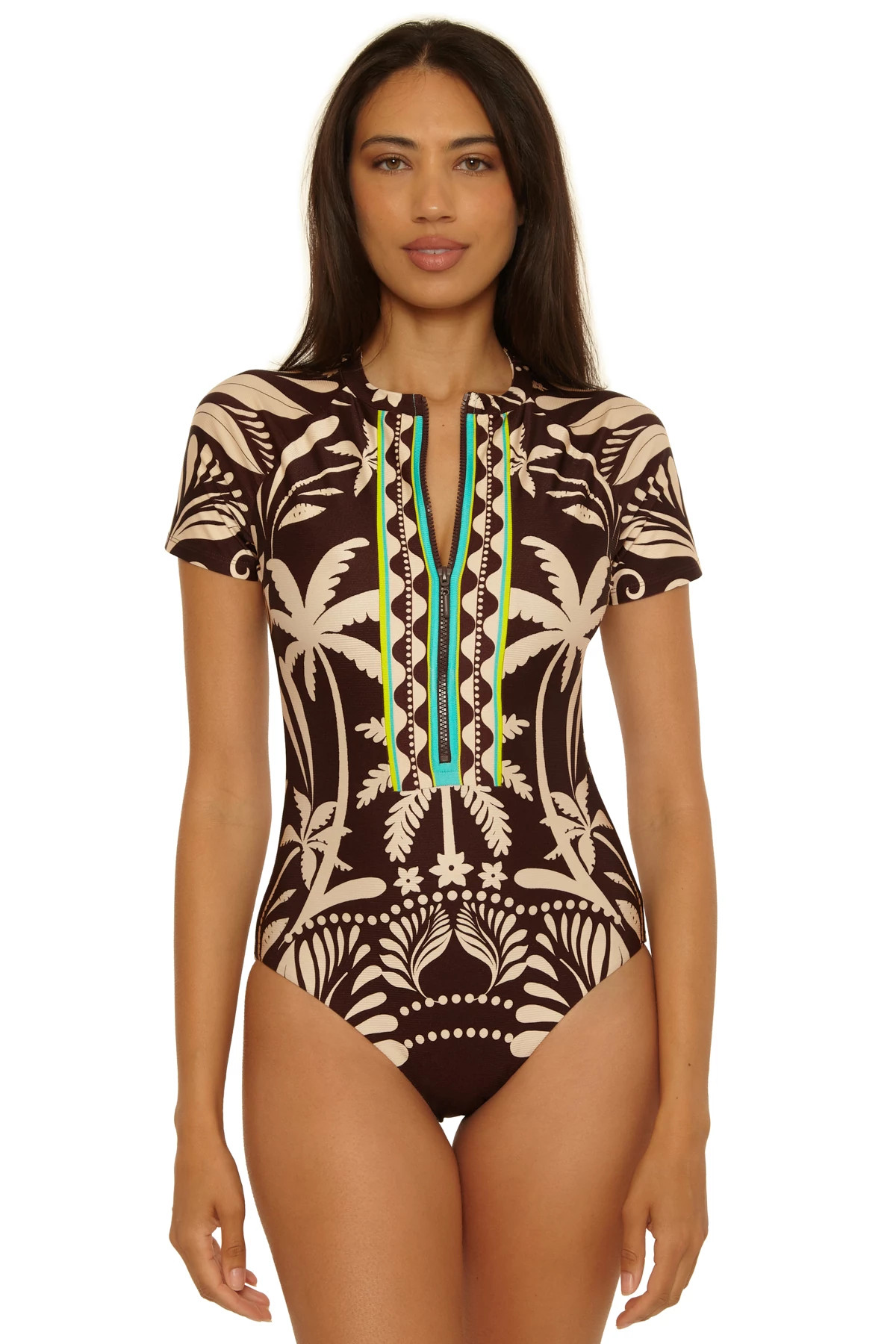 MULTI Syros Tropical Print Zip Up Paddle Suit image number 3