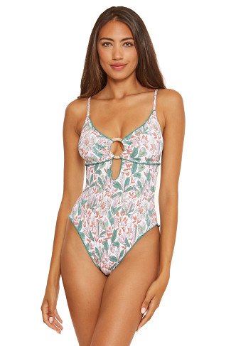 MULTI Maillot Ribbed Over The Shoulder One Piece Swimsuit