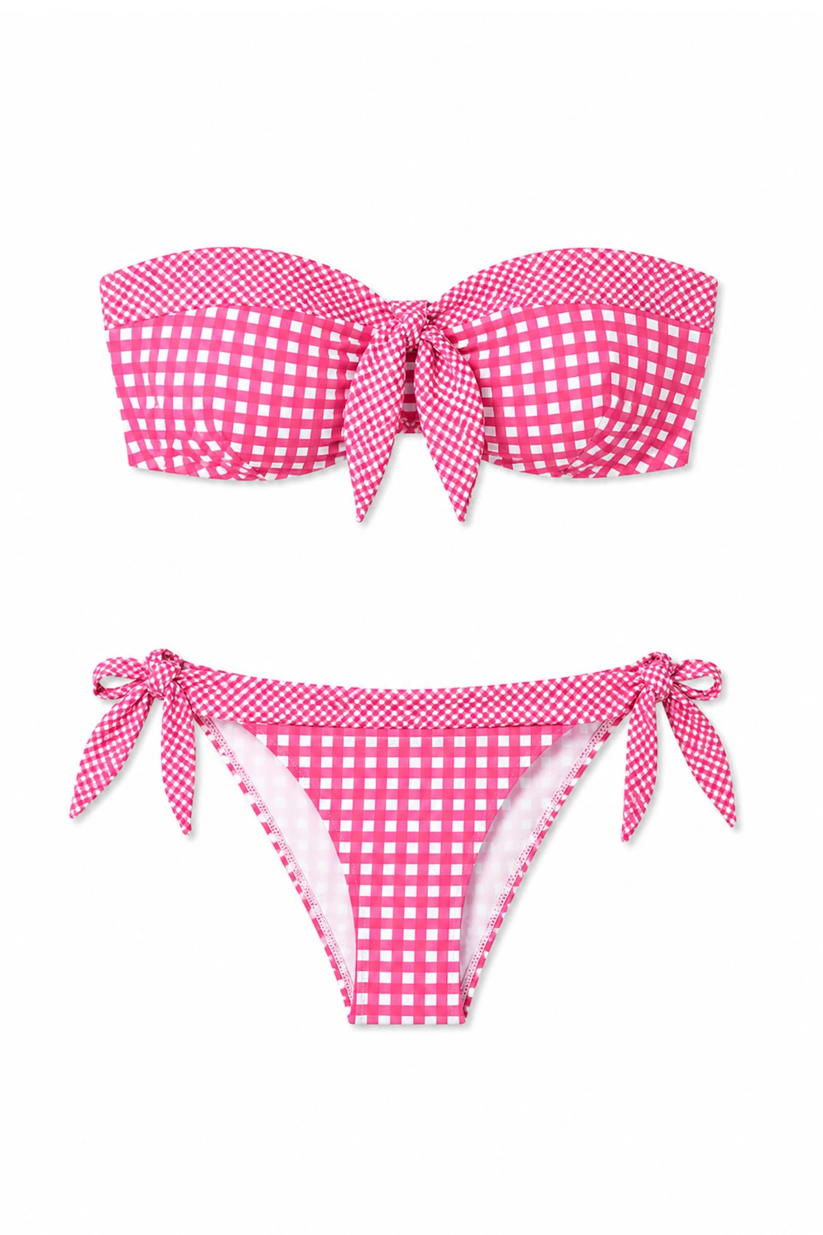 DRAGON FRUIT/CREAM Brigitte Tie Side Gingham Bottom image number 5