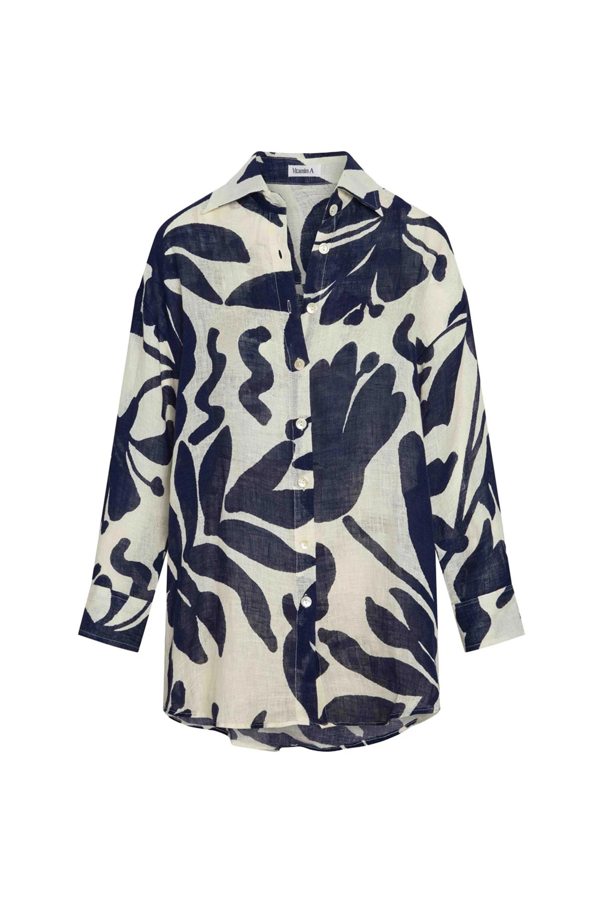 NIGHT FLOWER Playa Linen Button Down Shirt Dress image number 3