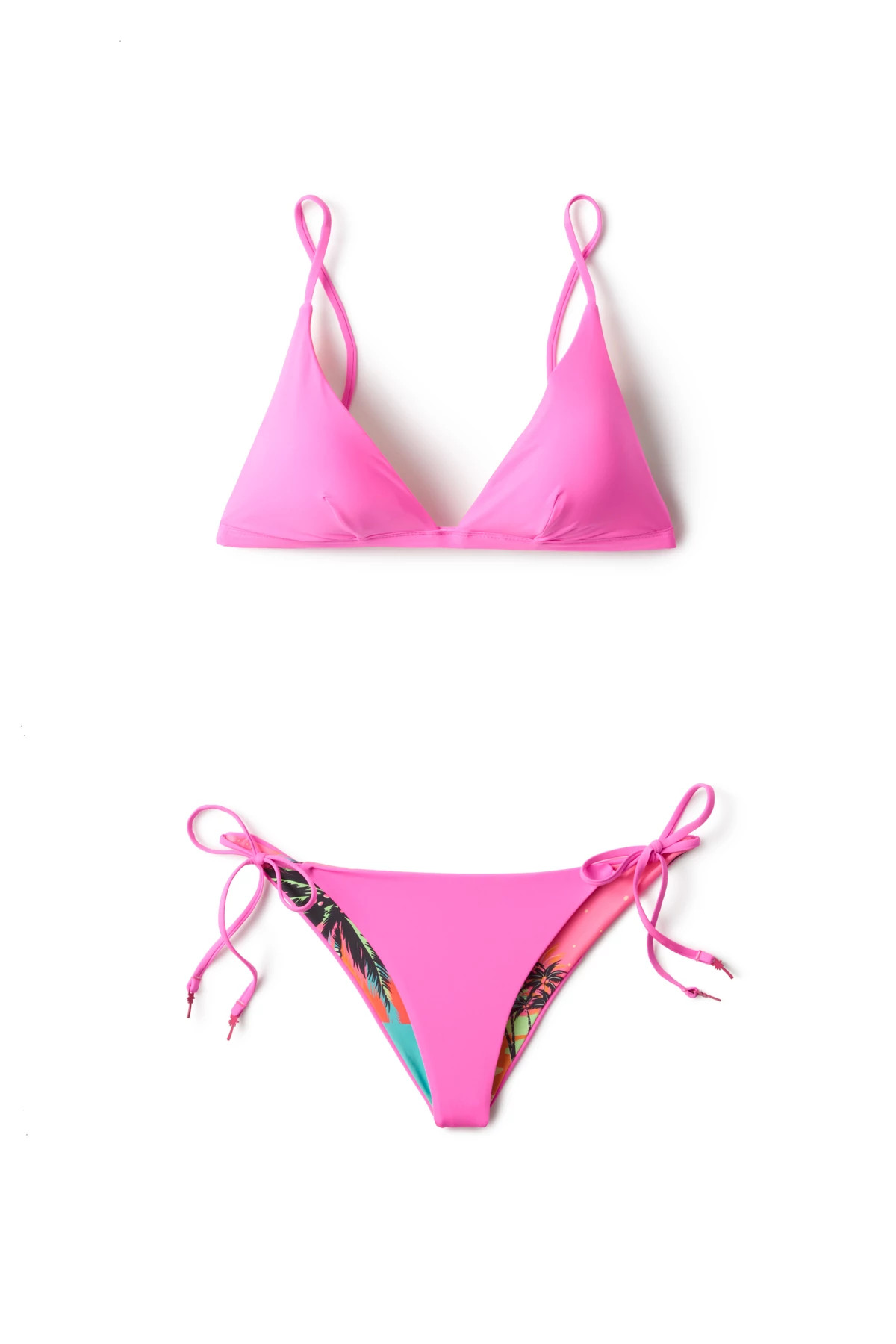 POPPY PINK Ivy Reversible Triangle Bikini Top image number 4