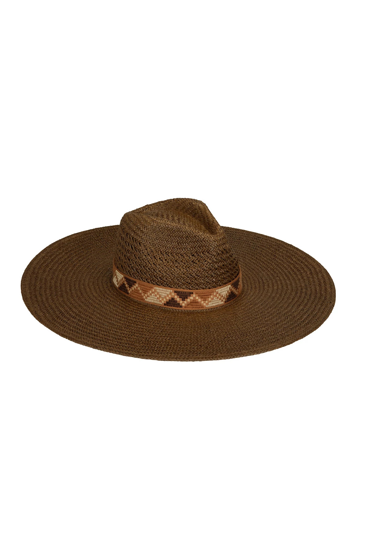 CHOCOLATE Rancho Straw Wide Brim Panama Hat image number 3