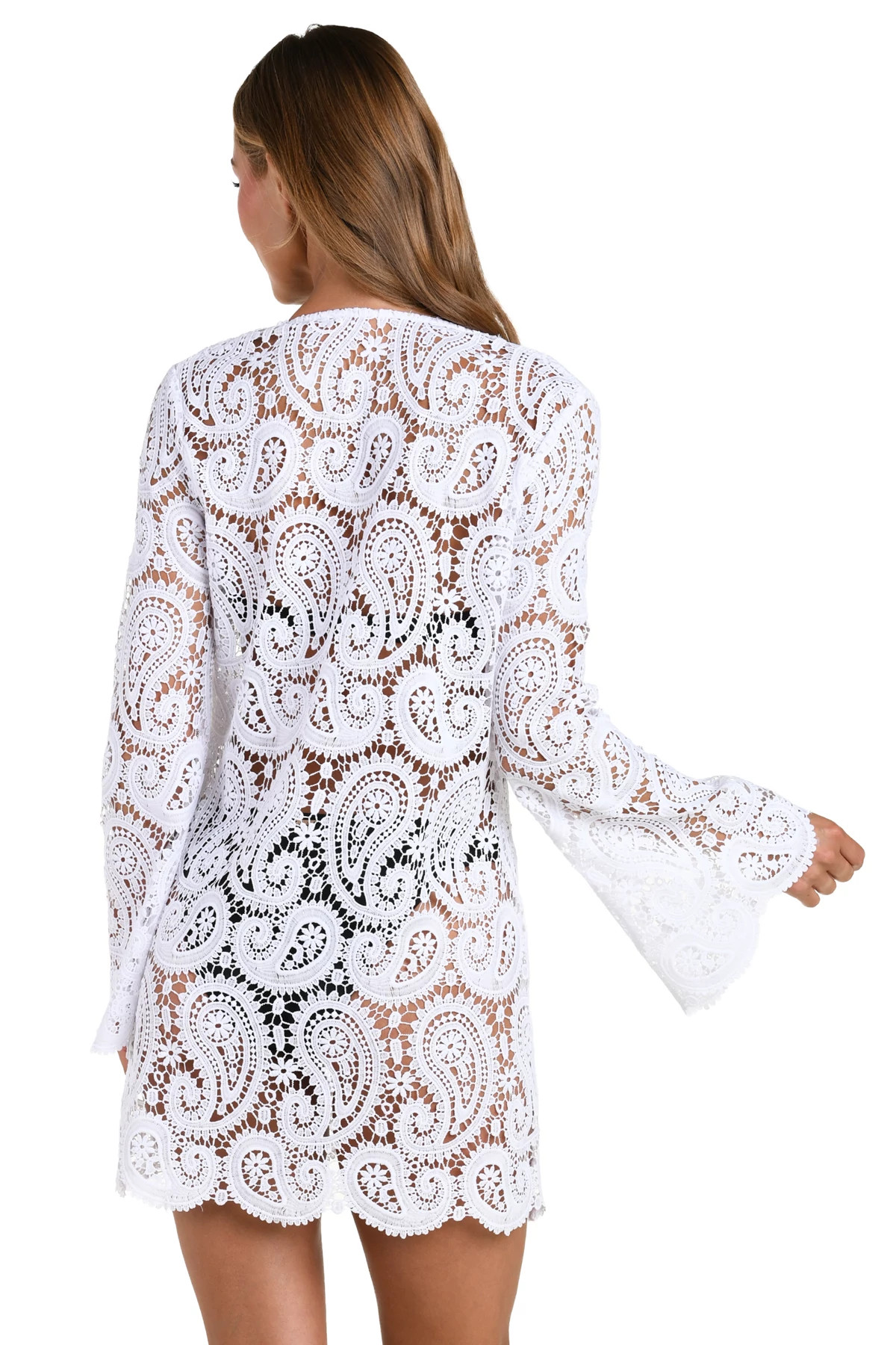 WHITE Ansley Long Sleeve Mini Cover Dress image number 2