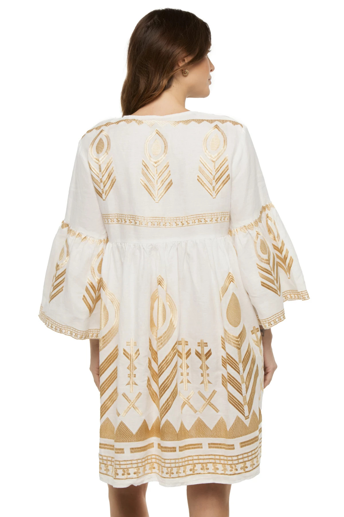 WHITE GOLD Embroidered Metallic Mini Dress image number 2