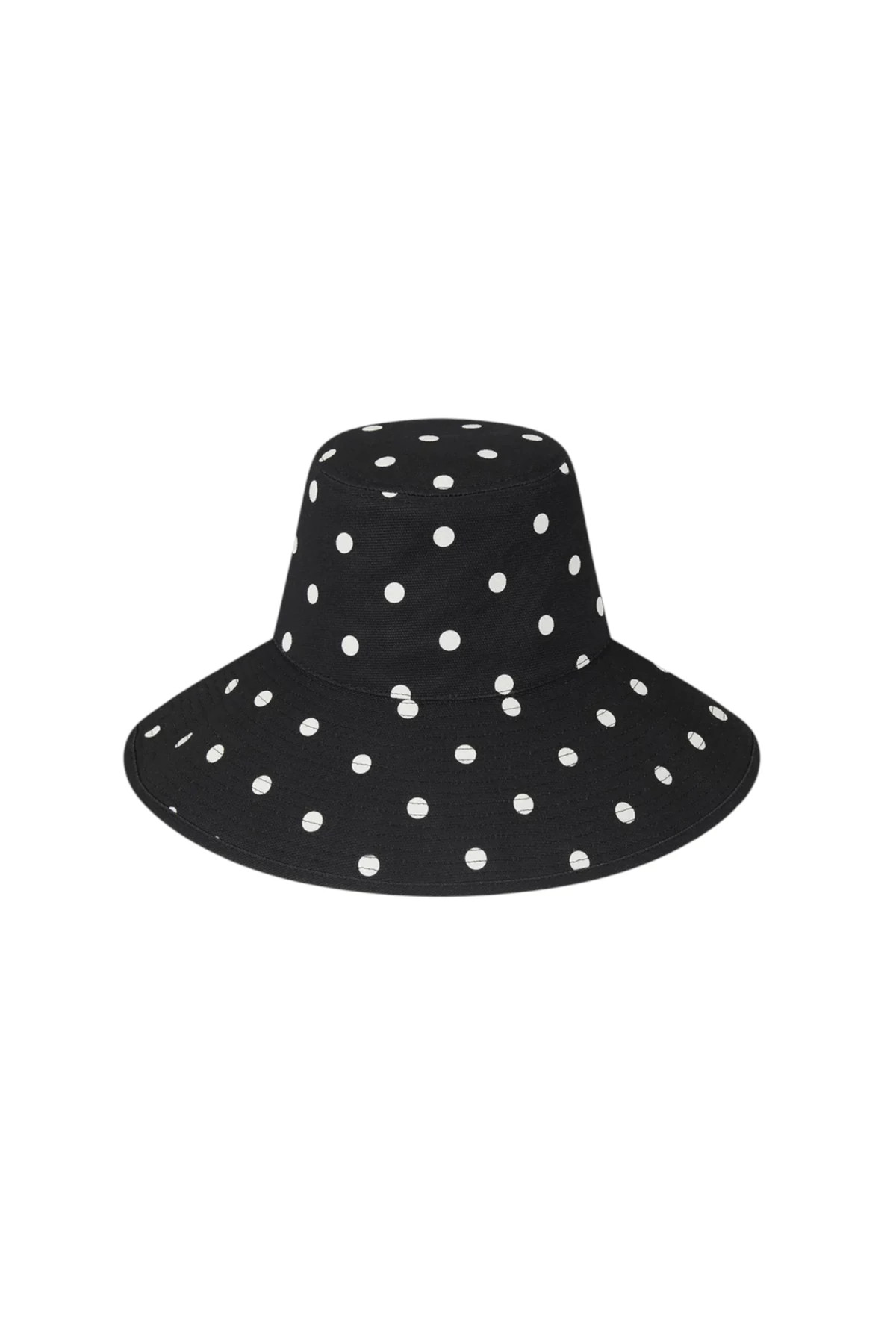 BLACK Holiday Polka Dot Cotton UPF Bucket Hat image number 1