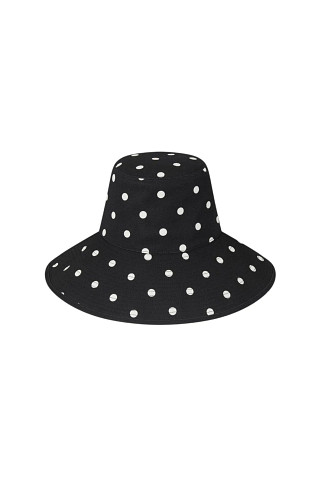 BLACK Holiday Polka Dot Cotton UPF Bucket Hat