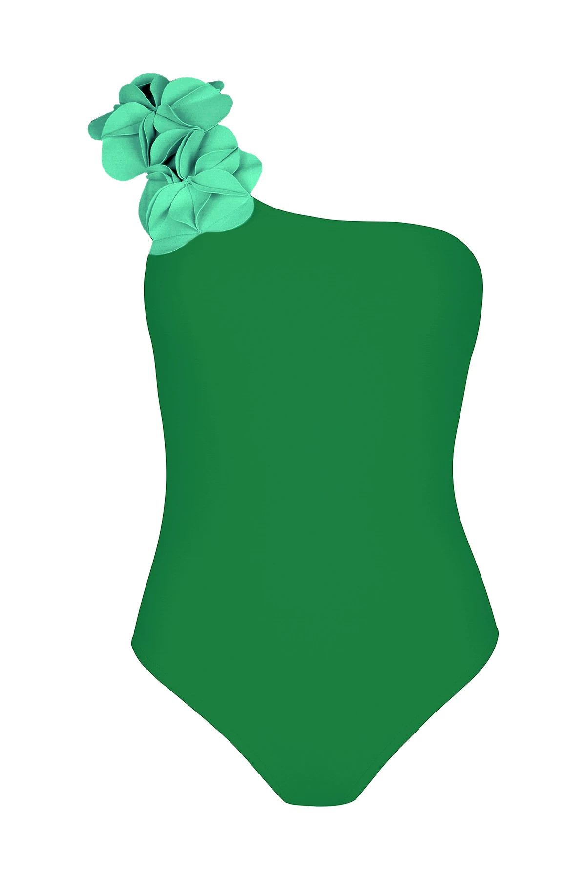 GREEN/SEAGREEN Magnolia Asymmetrical One Piece Swimsuit image number 3
