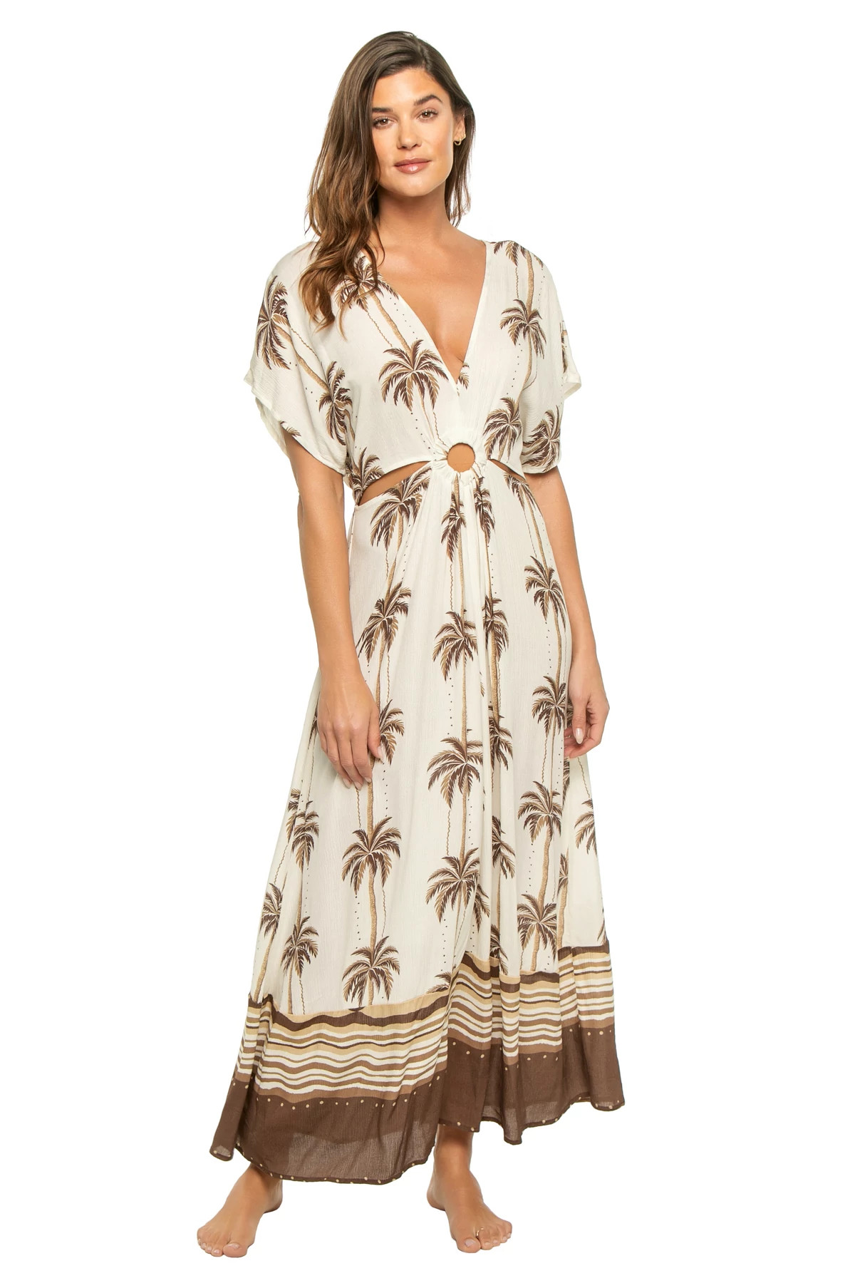 LUXE PALM Palm Print Cutout Maxi Dress image number 1