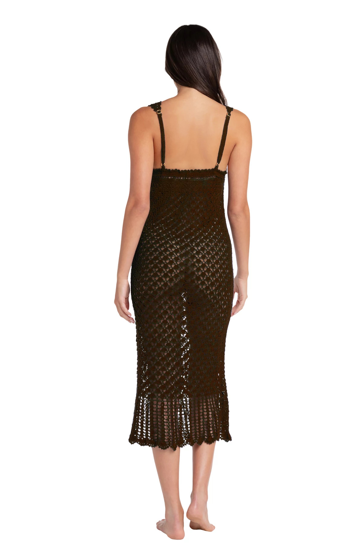 CHOCOLATE BROWN Claudia Crochet Midi Dress image number 2