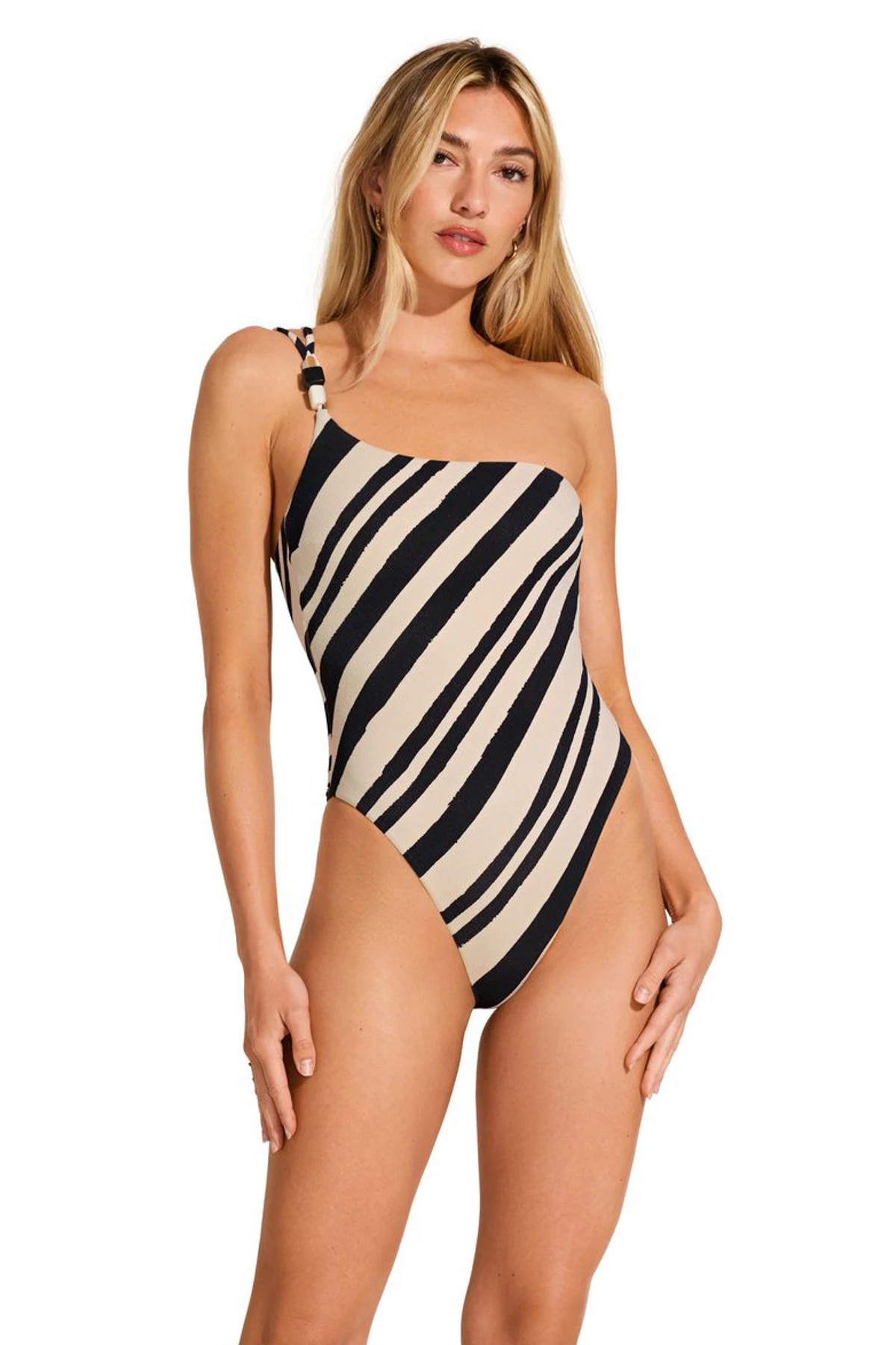 SANDBAR STRIPE Terra Asymmetrical One Piece Swimsuit image number 1