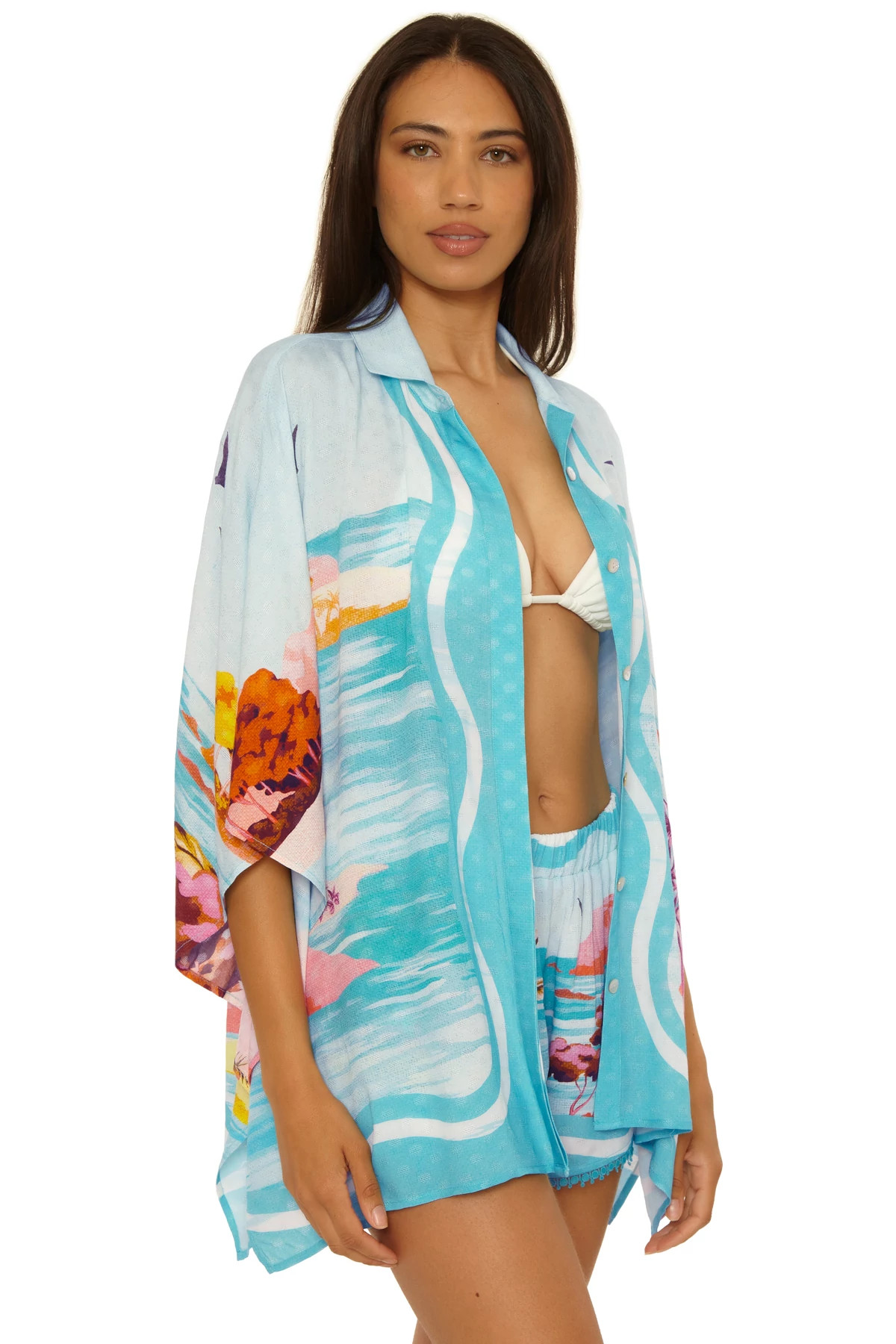MULTI Cyclades Tropical Print Cover Up Tunic image number 4