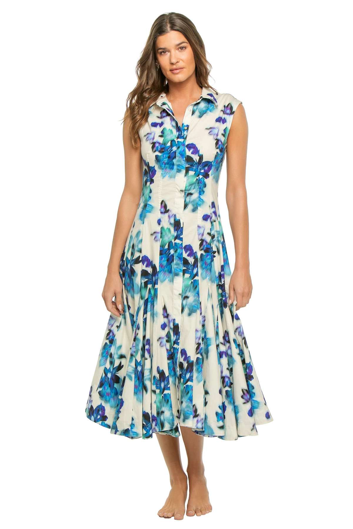 BLURRED BOUQUET Charlotte Floral Midi Dress image number 1