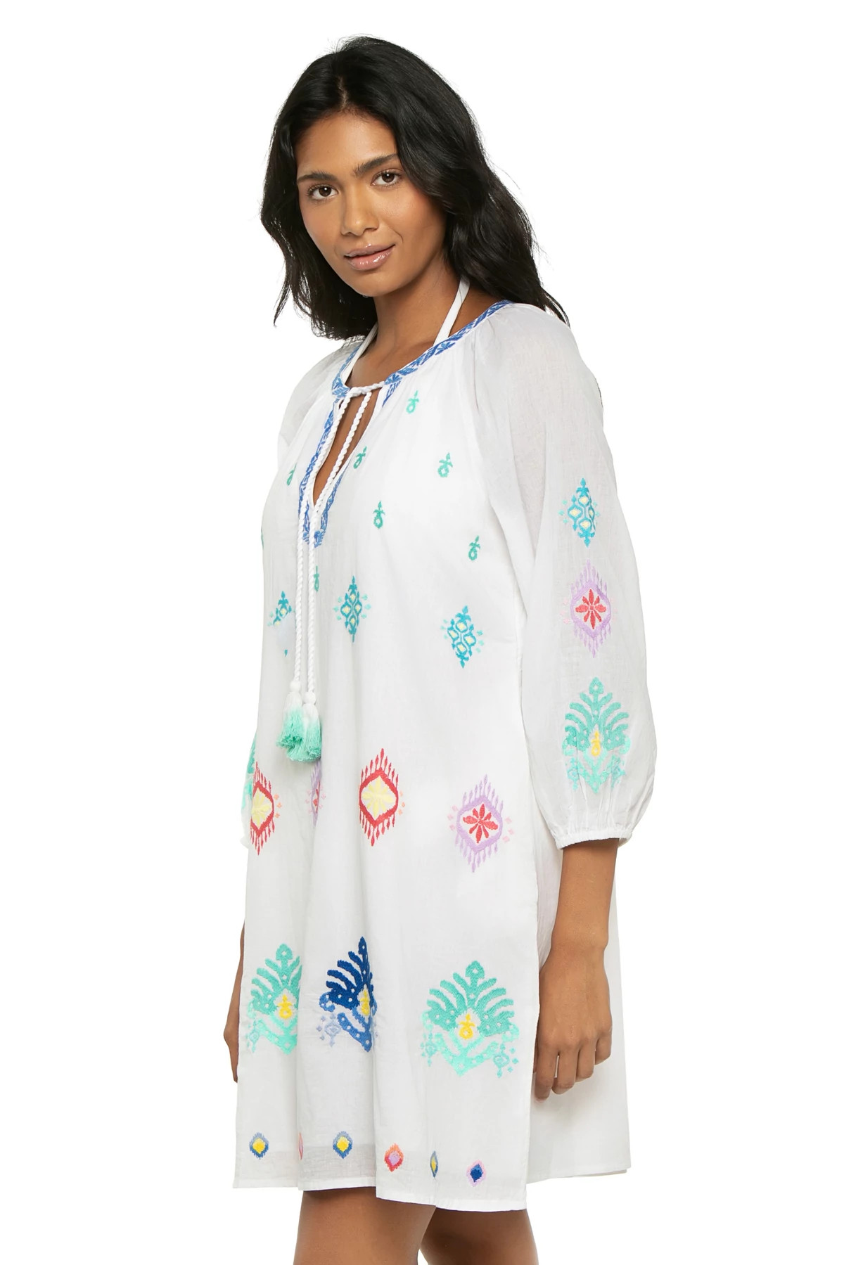 WHITE Watercolor Mini Dress image number 3