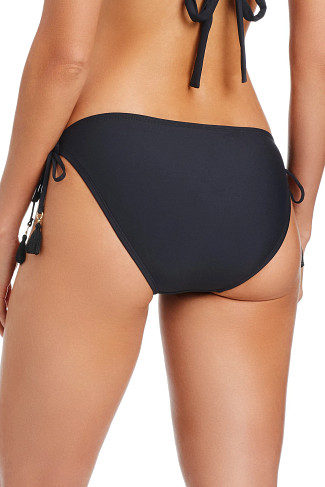 BLACK/WHITE Embroidered Tie Side Bikini Bottom