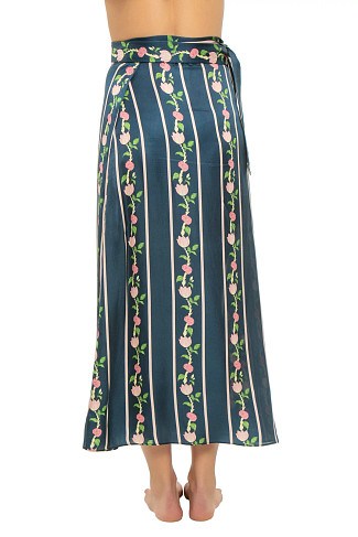 NAVY BLUE LOTUS BORDER Toran Luxe Skirt