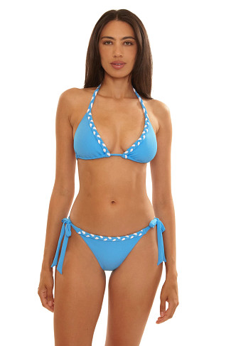 SKY BLUE Cheryl Ribbed Triangle Bikini Top 