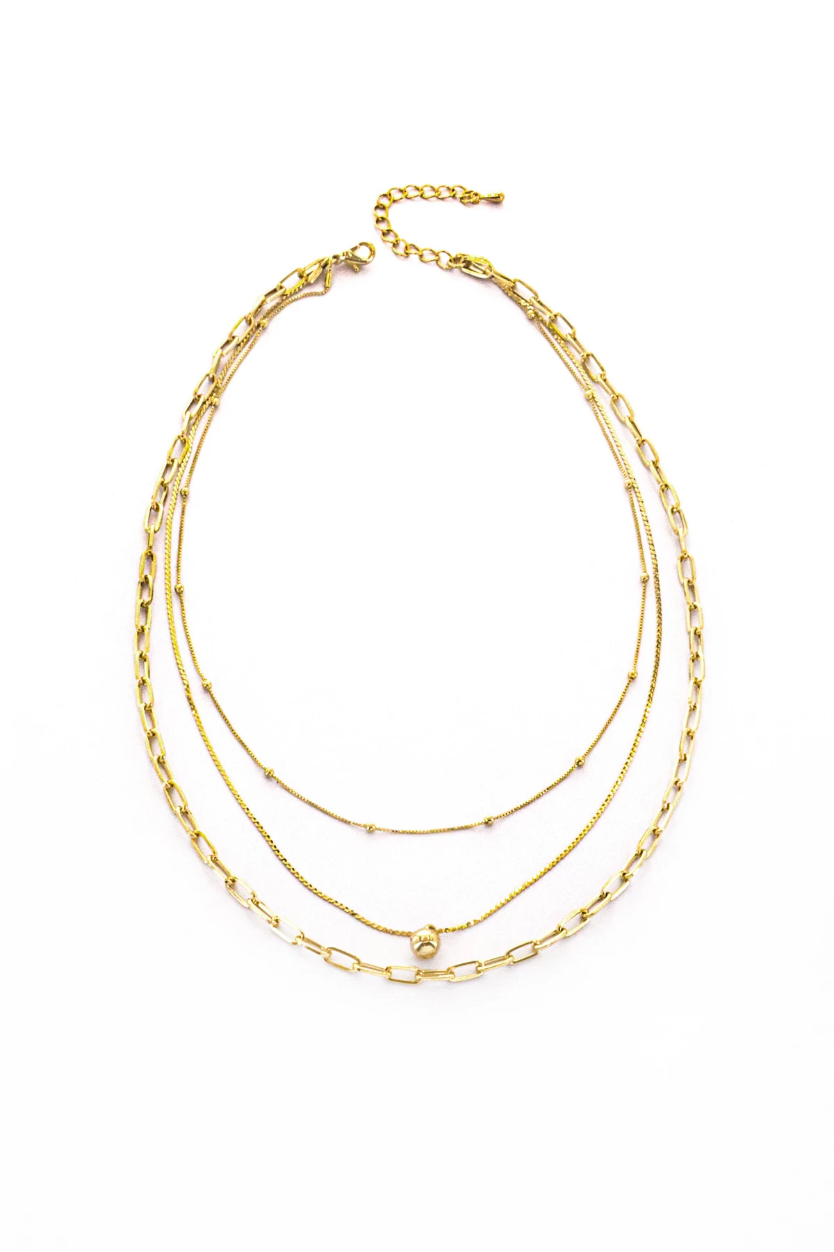 GOLD Three Layer Dot Necklace image number 1
