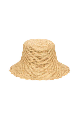 NATURAL Sand Dollar Scalloped Brim Bucket Hat