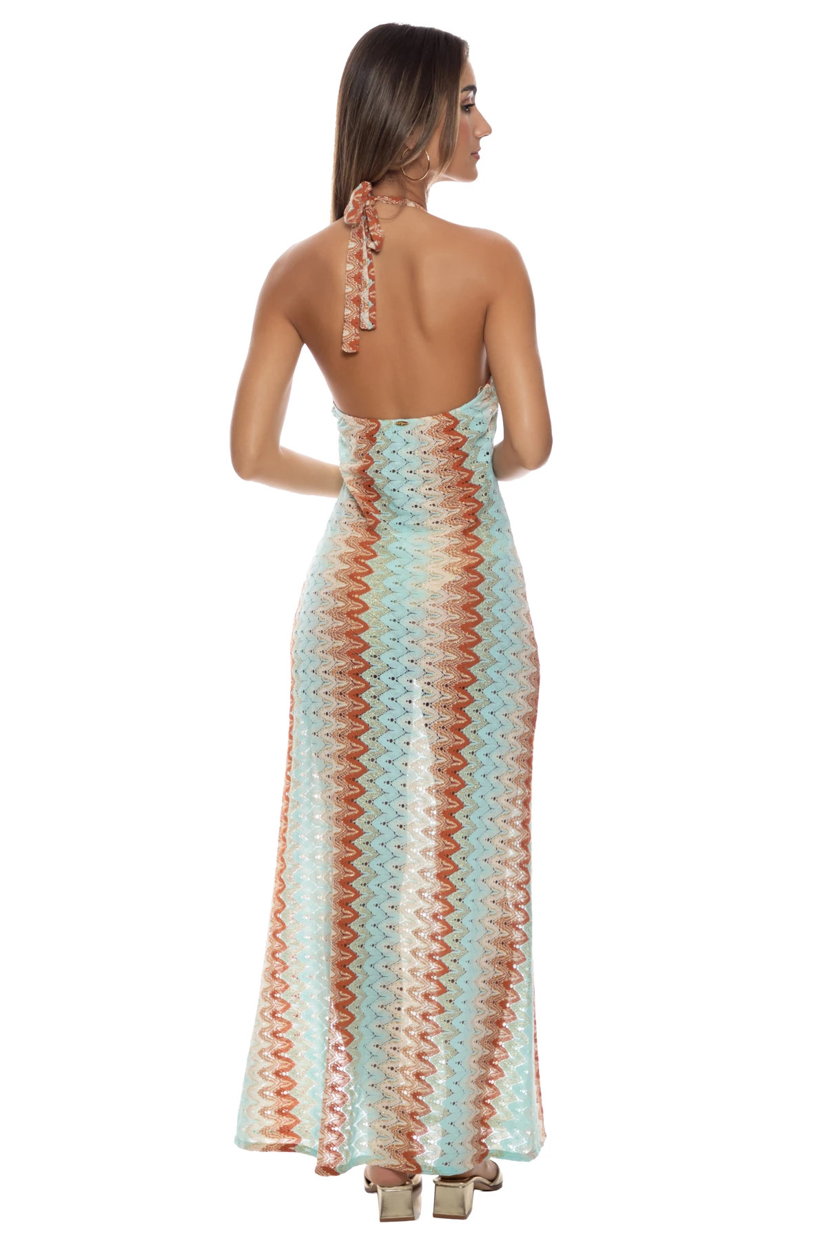 MULTI Metallic Zigzag  Maxi Cover Dress image number 2