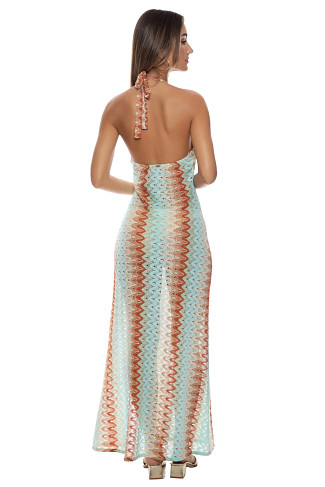 MULTI Metallic Zigzag  Maxi Cover Dress