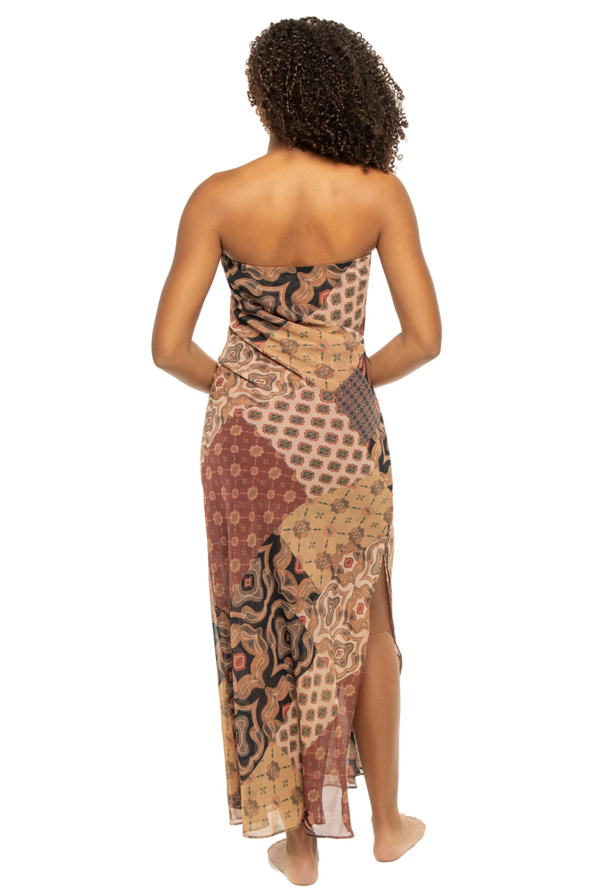 SURREAL PATCHWORK Mariah Strapless Midi Dress image number 2