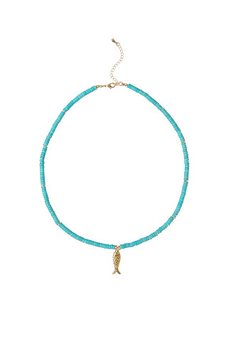 TURQ Beaded Fish Necklace
