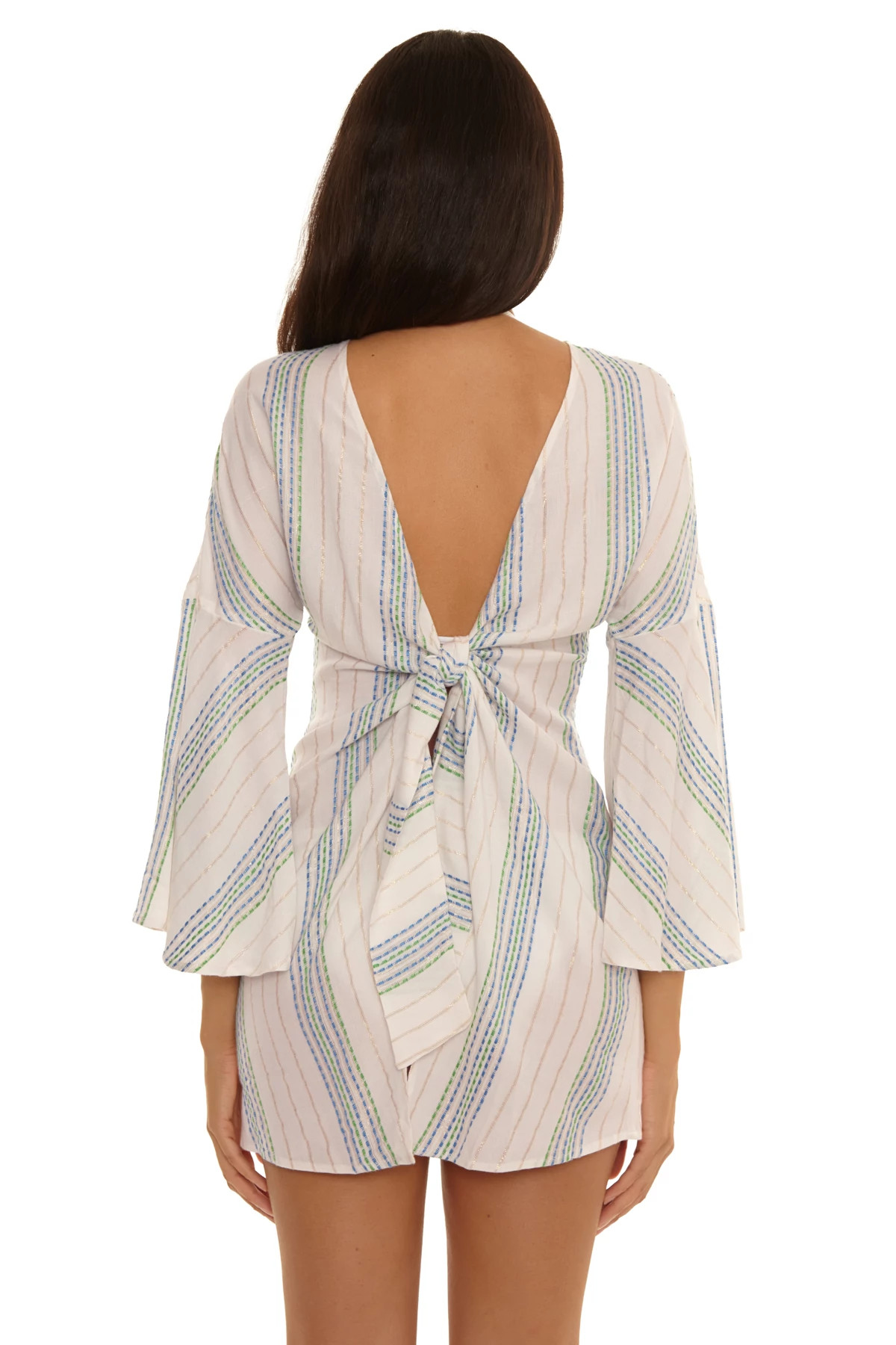 SKY BLUE/WHITE Tie Front Kimono image number 4